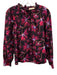 Ulla Johnson Size 8 Black, Pink & Purple Cotton Floral Back Keyhole Top Black, Pink & Purple / 8