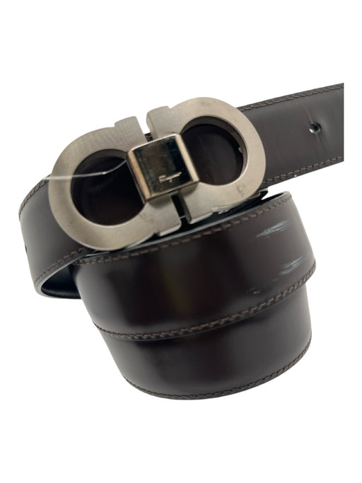 Ferragamo AS IS Brown & Black Leather Reversible Men's Belt