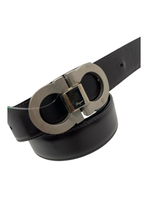 Ferragamo AS IS Brown & Black Leather Reversible Men's Belt