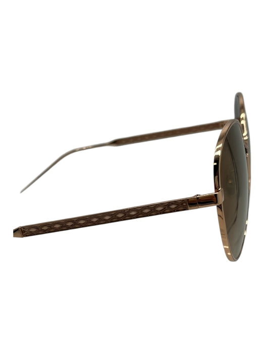 Jimmy Choo Brown & Gold Metal Circle Texture Metal Rims Sunglasses Brown & Gold