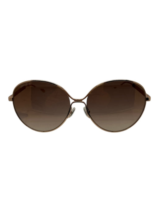Jimmy Choo Brown & Gold Metal Circle Texture Metal Rims Sunglasses Brown & Gold