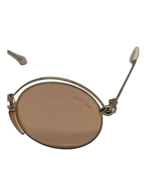 Roberto Cavalli Gold & White Metal & Acetate Circle Rim Detail Sunglasses Gold & White
