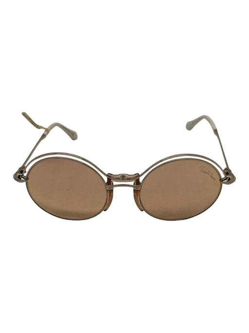 Roberto Cavalli Gold & White Metal & Acetate Circle Rim Detail Sunglasses Gold & White