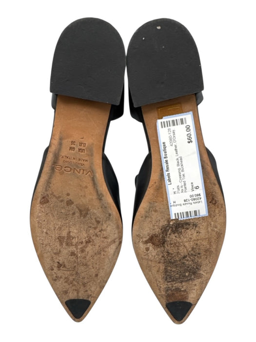 Vince Shoe Size 6 Black Leather D'Orsay Pointed Toe Flats Black / 6
