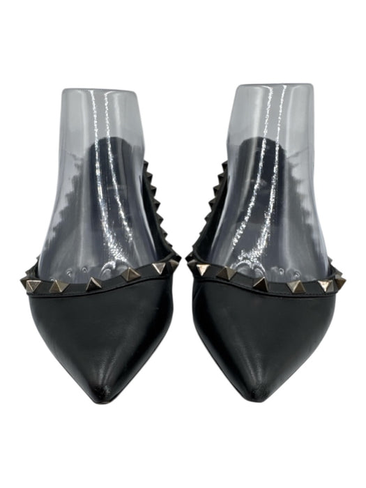 Valentino Shoe Size 36.5 Black Leather Pointed Toe Rockstud Flats Black / 36.5