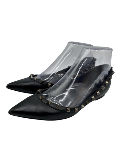 Valentino Shoe Size 36.5 Black Leather Pointed Toe Rockstud Flats Black / 36.5