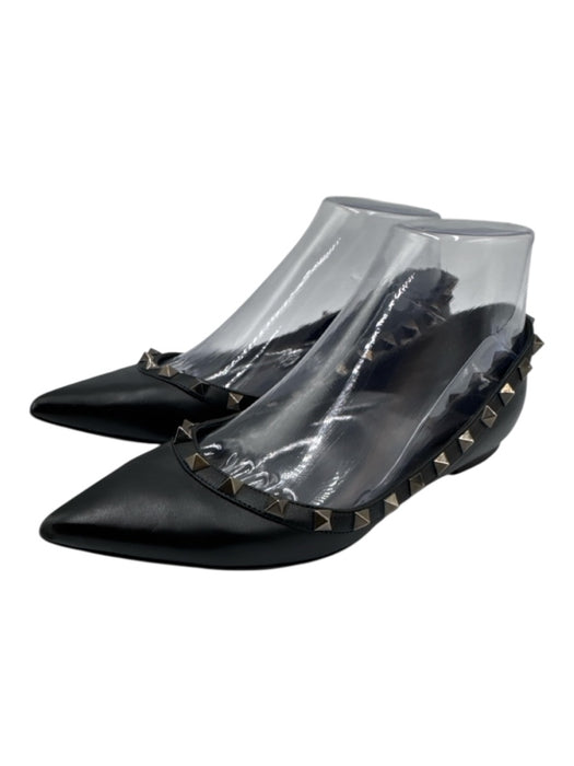 Valentino Shoe Size 36.5 Black Leather Pointed Toe Rockstud Flats Black / 36.5
