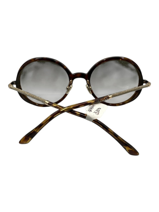 Jimmy Choo Brown & Gold Acetate Glitter Tortoiseshell Round Sunglasses Brown & Gold