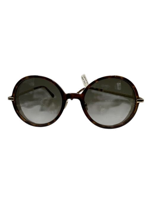 Jimmy Choo Brown & Gold Acetate Glitter Tortoiseshell Round Sunglasses Brown & Gold