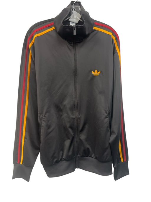 Adidas Size L Gray & Multi-Color Polyester Solid Zipper Men's Jacket Gray & Multi-Color / L