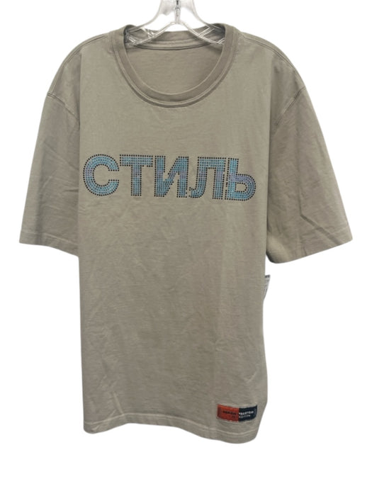 Heron Preston Size L Beige & Multi Color Cotton Graphic Men's Short Sleeve Beige & Multi Color / L