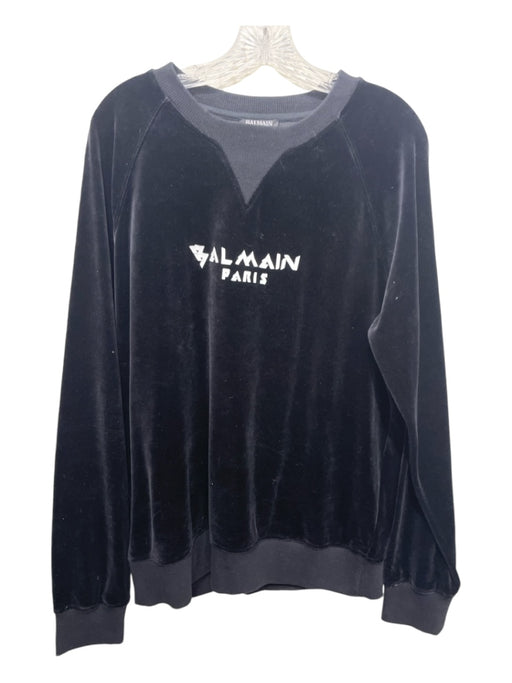 Balmain Size XL Black Cotton logo Crewneck Men's Sweater XL