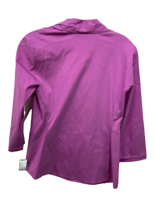 Lafayette 148 Size 2 Fuschia Pink Cotton Blend Button Front Long Sleeve Top Fuschia Pink / 2