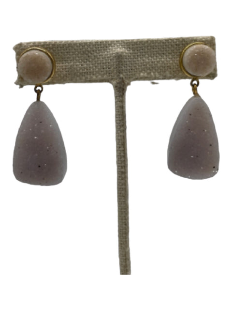 No Brand Grey & Gold Stone dangle Post Back Sparkle Earrings Grey & Gold