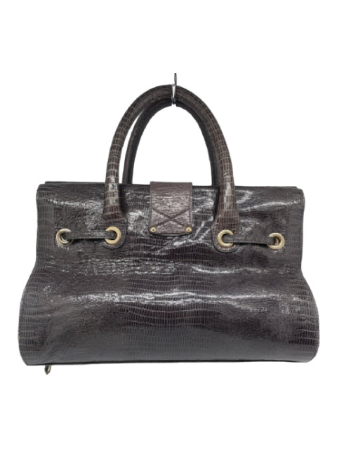 Jimmy Choo Brown Leather Top Handles embossed Gold Hardware flap Bag Brown / Medium
