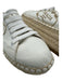 Prada Shoe Size 36.5 White & Beige Canvas & Raffia Lace Up Low Top Sneakers White & Beige / 36.5