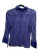 Anne Fontaine Size 42 Blue Polyamide Collared Button Up Long Sleeve Crochet Top Blue / 42