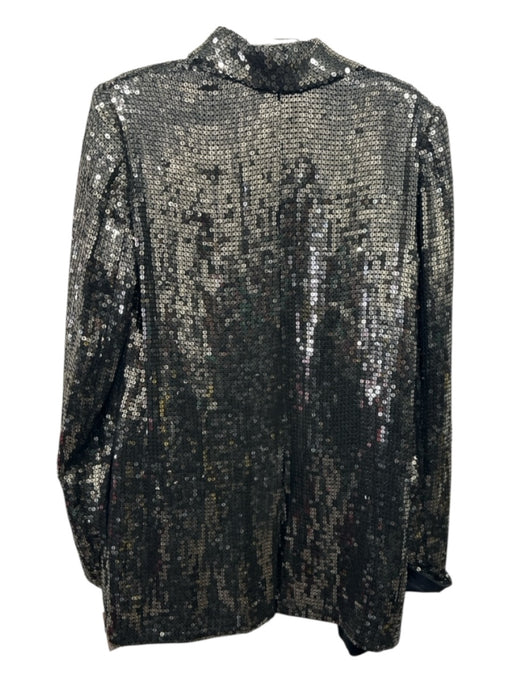 Alice + Olivia Size XS Black & Gunmetal Viscose Blend Sequined Blazer Jacket Black & Gunmetal / XS