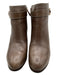 Tory Burch Shoe Size 6.5 Brown Leather Logo Side Zip Stacked Heel Booties Brown / 6.5