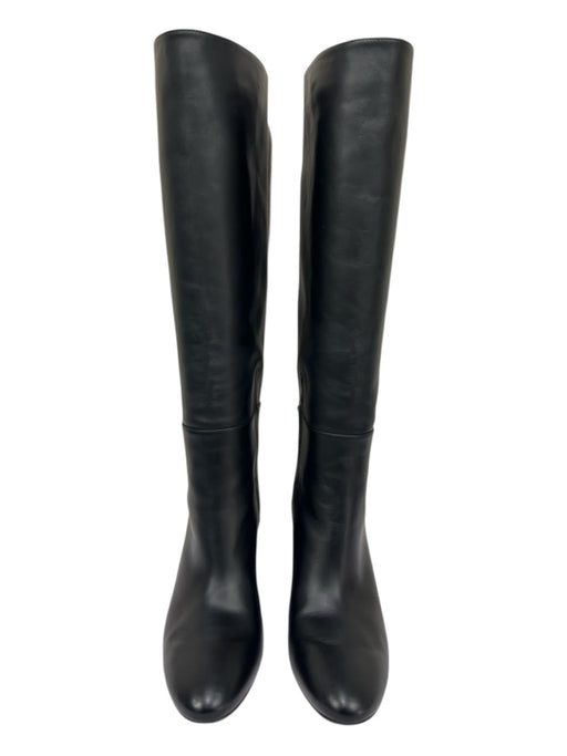 Lafayette 148 Shoe Size 6.5 Black Leather Gold Tone Hardware Block Heel Boots Black / 6.5