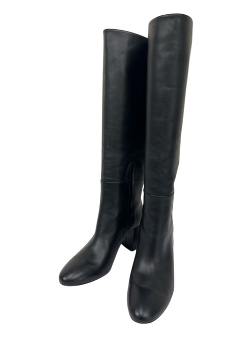 Lafayette 148 Shoe Size 6.5 Black Leather Gold Tone Hardware Block Heel Boots Black / 6.5