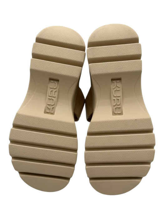Kuru Shoe Size 7 Cream & Beige Canvas 2 Strap Mule Platform Sandals Cream & Beige / 7