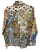 Vilagallo Size 38 Blue, Brown, White Cotton Long Sleeve Mixed Print Collar Top Blue, Brown, White / 38