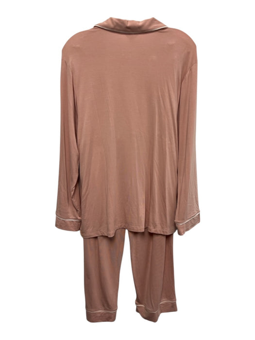 Eberjey Size Medium Rose Pink Modal Blend Long Sleeve Button Front Pant Set Rose Pink / Medium