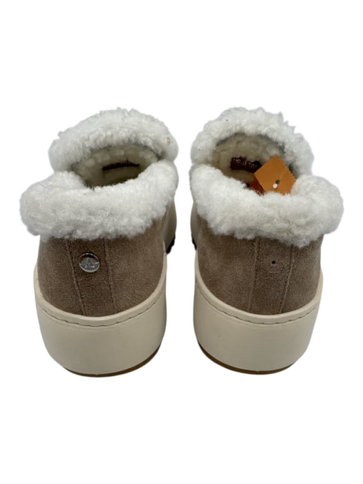 Aquatalia Shoe Size 6.5 Taupe & White Leather Upper Suede Shearling Loafers Taupe & White / 6.5