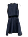 Kate Spade Size 0 Navy Blue & Black Polyester Ruffle Trim Velvet Bow Tank Dress Navy Blue & Black / 0