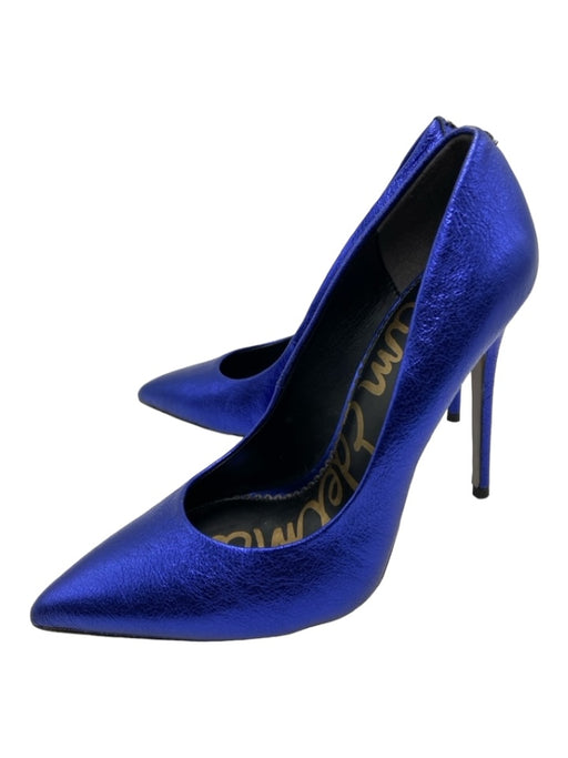 Sam Edelman Shoe Size 7 Electric Blue Leather Metallic Wrinkled Stiletto Shoes Electric Blue / 7