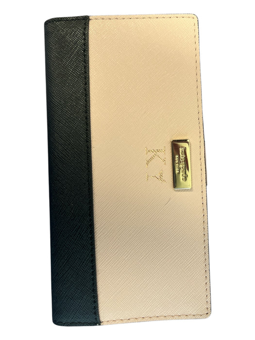 Kate Spade Pink & Black Coated Leather Color Block Card Holder Wallets Pink & Black