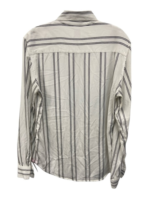 Sandro Size Est S White & Black Viscose Long Sleeve Striped Button Up Collar Top White & Black / Est S