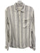Sandro Size Est S White & Black Viscose Long Sleeve Striped Button Up Collar Top White & Black / Est S