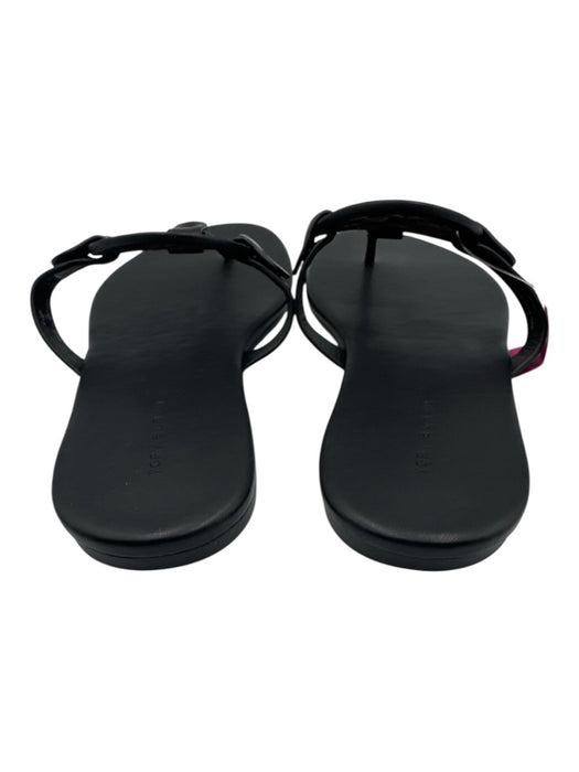 Tory Burch Shoe Size 8.5 Black Leather Flip Flop Logo Sandals Black / 8.5