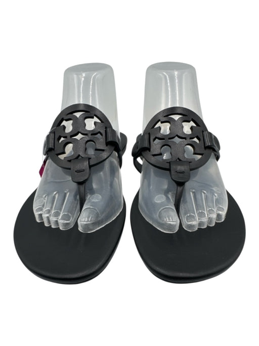 Tory Burch Shoe Size 8.5 Black Leather Flip Flop Logo Sandals Black / 8.5