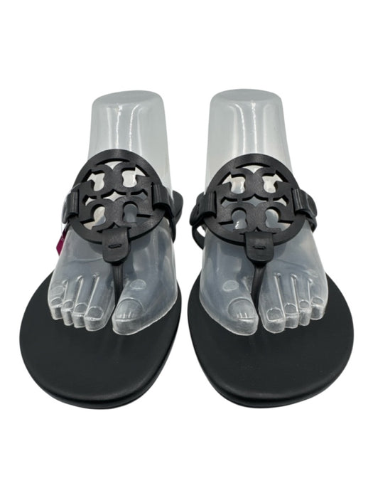 Tory Burch Shoe Size 8.5 Black Leather Flip Flop Logo Sandals Black / 8.5