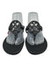 Tory Burch Shoe Size 8.5 Black Leather Flip Flop Logo Sandals Black / 8.5
