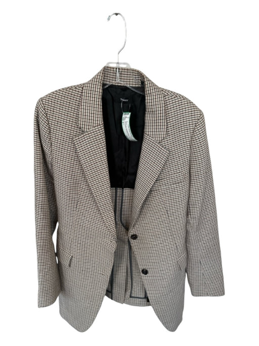 Theory Size 8 Tan & brown Polyester Blend Houndstooth One Button Long Blazer Tan & brown / 8