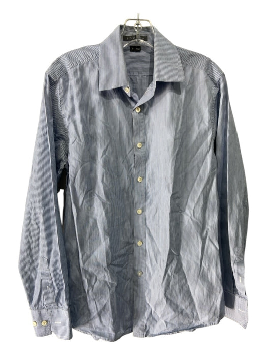 Theory Size S Blue & White Cotton Vertical Pinstripe Button Up Collar Top Blue & White / S