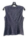 Theory Size M Navy Print Wool Blend Chevron Print Peplum Back Zip Sleeveless Top Navy Print / M