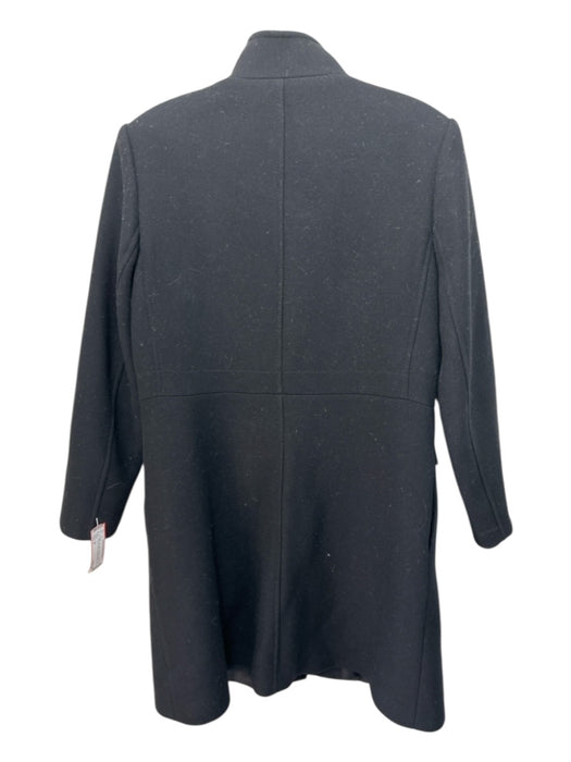 Reiss Size 8 Black Wool Blend Snap & Zipper Pockets SHW Long Sleeve Coat Black / 8