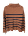 A.L.C. Size S Brown & Navy Wool Horizontal Stripes Mock Neck Long Sleeve Sweater Brown & Navy / S