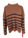 A.L.C. Size S Brown & Navy Wool Horizontal Stripes Mock Neck Long Sleeve Sweater Brown & Navy / S