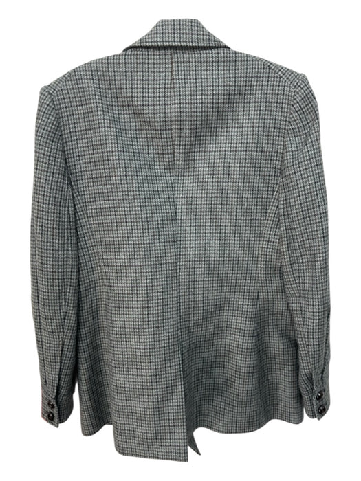 Veronica Beard Size 6 Teal & Black Print Wool Blend Houndstooth Blazer Jacket Teal & Black Print / 6