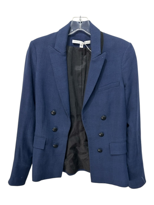 Veronica Beard Size 6 Navy Virgin Wool Hook & Eye Long Sleeve Blazer Jacket Navy / 6
