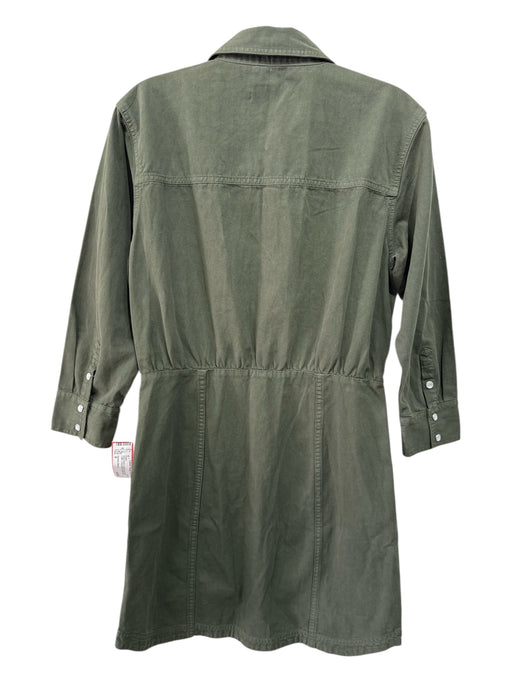 Veronica Beard Size 6 Army Green Cotton Snap & Zipper Collar Long Sleeve Dress Army Green / 6