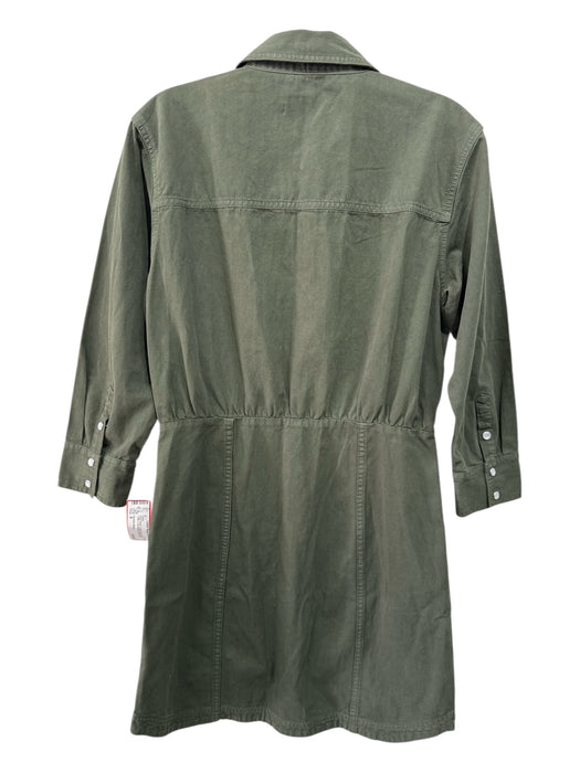 Veronica Beard Size 6 Army Green Cotton Snap & Zipper Collar Long Sleeve Dress Army Green / 6