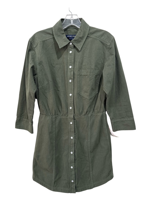 Veronica Beard Size 6 Army Green Cotton Snap & Zipper Collar Long Sleeve Dress Army Green / 6