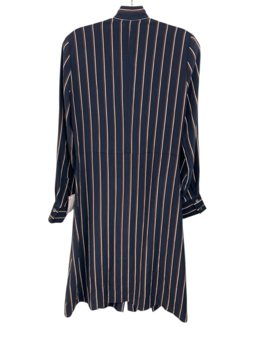 Frame Size S Navy, Red, White Silk Striped Long Sleeve Maxi Button up Dress Navy, Red, White / S